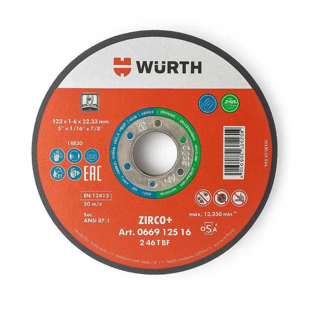 Disque a tronçonner Wurth 125x1,6x22,23mm ( Lots de 5 disques )
