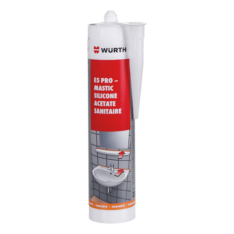 Mastic silicone acétate sanitaire E5 Pro Wurth
