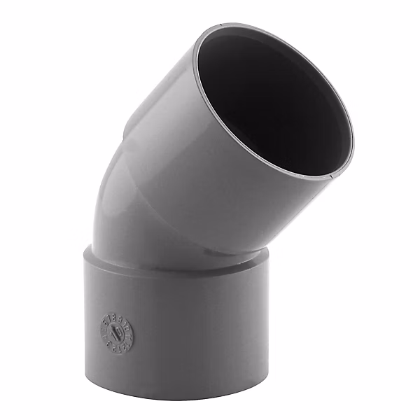 Coude pvc femelle femelle Fitt gris 45° ø40 mm